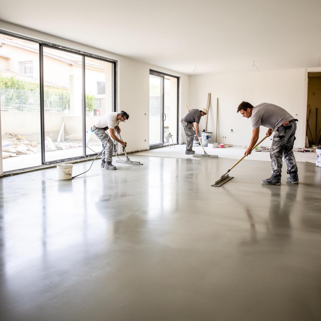 Maçonnerie — Dallage béton intérieur réalisé par ERC 38